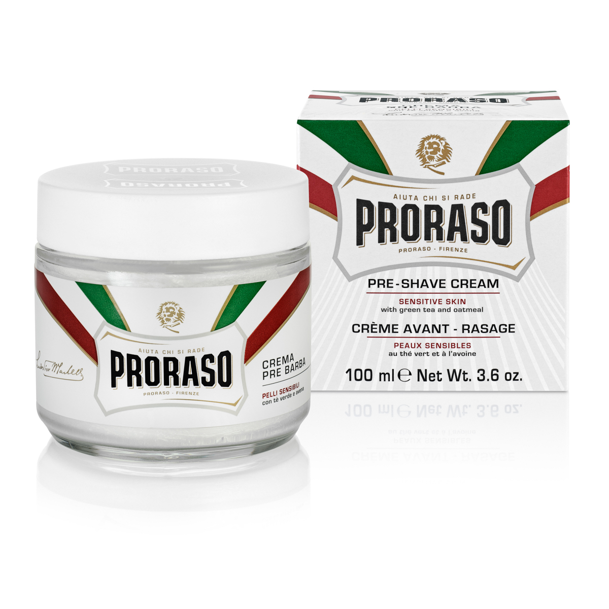 Proraso Preshave Cream - Sensitive, Grøn Te & Havre, 100 ml