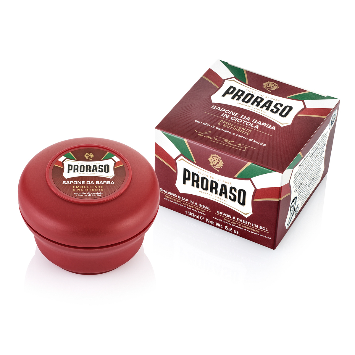 Proraso Barbersæbe i skål - Nourishing, Sandeltræsolie og Sheasmør, 150 ml