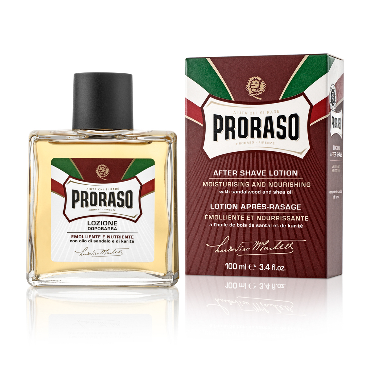 Proraso Aftershave Splash - Nourishing, Sandeltræsolie og Sheasmør, 100 ml